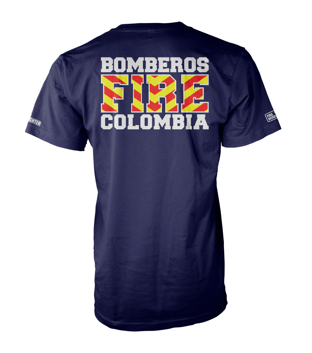 CAMISETA BOMBEROS COLOMBIA FIRE FRANJAS AZUL (CAMISETA)