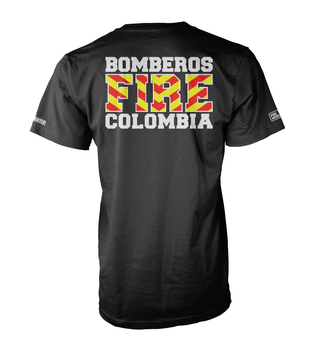 CAMISETA BOMBEROS COLOMBIA FIRE FRANJAS NEGRO (CAMISETA)