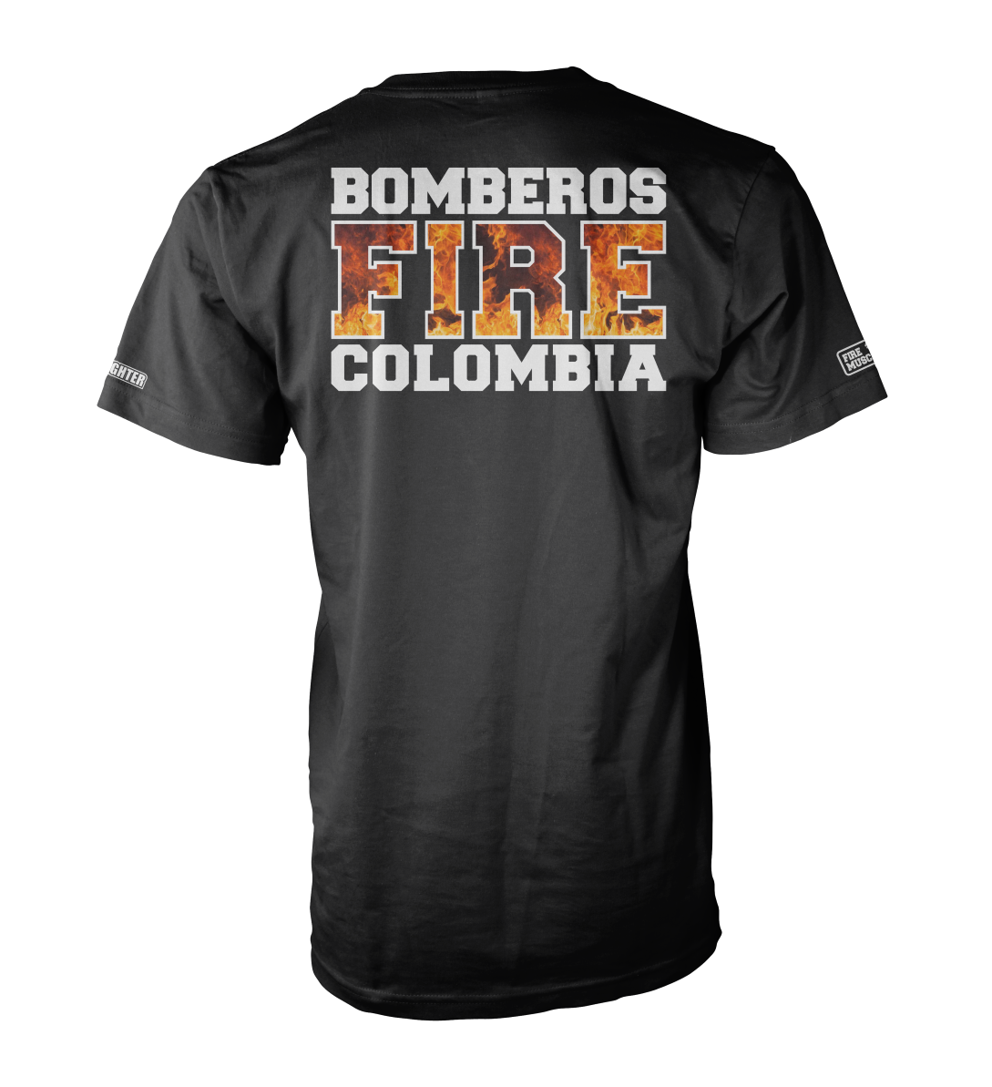 CAMISETA FIRE BOMBEROS COLOMBIA LLAMAS NEGRA (CAMISETA)
